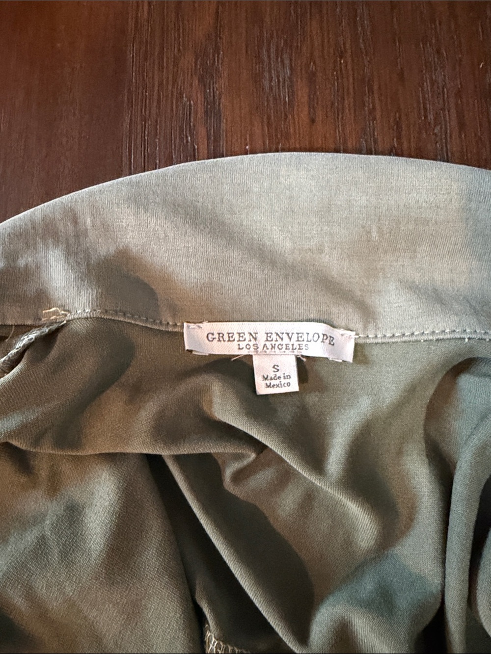Green Envelope Olive Green Button-Up Layering Top